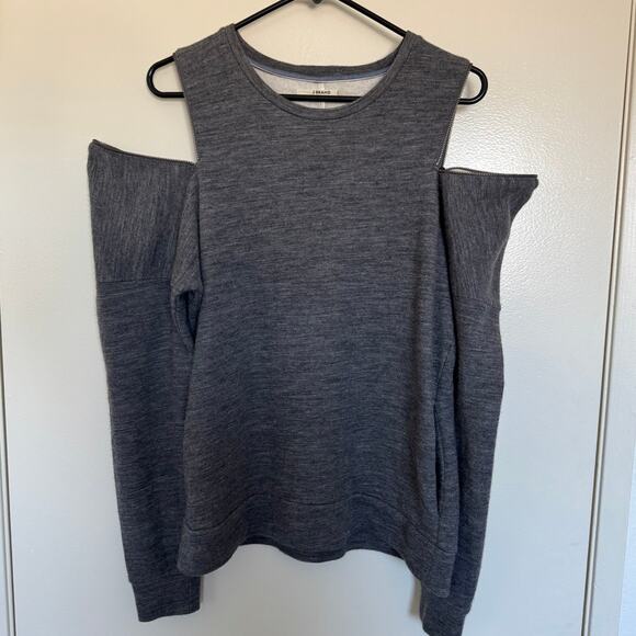J Brand Zip Shoulder Sweatshirt is Heather Grey Size Medium - Picture 2 of 6